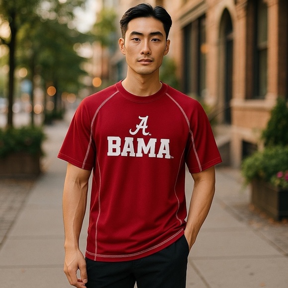 University of Alabama Red & White e5 100% Polyester T-Shirt Size Small - Picture 1 of 9